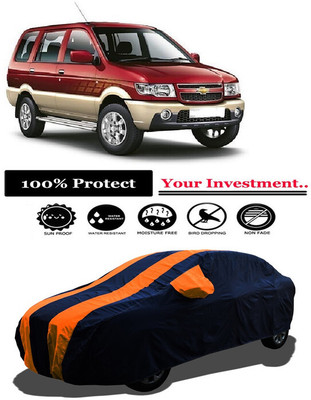 Amexride Car Cover For Chevrolet Tavera 8 Seater (With Mirror Pockets)(Orange)
