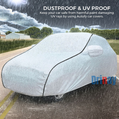 DRINAY Car Cover For Tata Tiago, Tiago 1.05 Revotorq XE, Tiago 1.05 Revotorq XM, Tiago 1.05 Revotorq XZ, Tiago 1.2 Revotron XE (With Mirror Pockets)(Silver, Black)