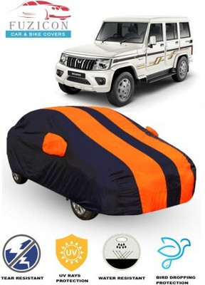 FUZICON Car Cover For Mahindra Bolero (With Mirror Pockets)(Orange, Blue)