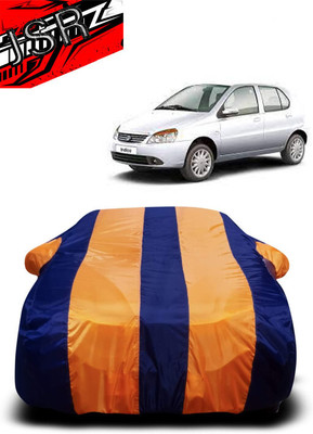 J S R Car Cover For Tata Indica eV2 (With Mirror Pockets)(Orange, Blue)