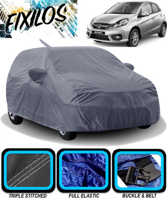 FIXILOS Car Cover For Honda Brio (With Mirror Pockets)(Grey)