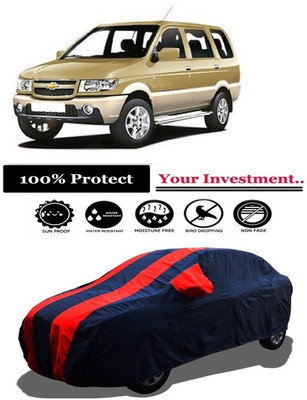 Amexride Car Cover For Chevrolet Tavera 7 STR (With Mirror Pockets)(Red)