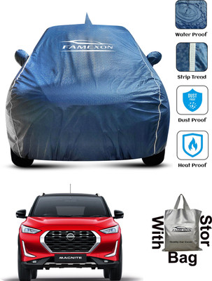 FAMEXON Car Cover For Nissan Magnite (With Mirror Pockets)(Blue)