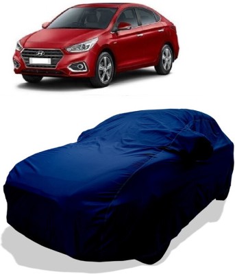 Coxtor Car Cover For Hyundai Verna CRDi 1.6 AT SX Plus Diesel (With Mirror Pockets)(Blue)