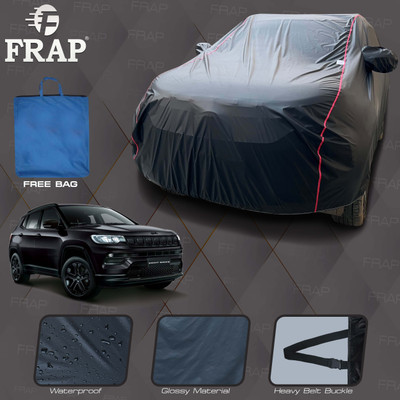 Frap Car Cover For Jeep Compass (With Mirror Pockets)(Black, Red)