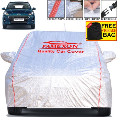 FAMEXON Car Cover For Hyundai Grand i10 Nios (With Mirror Pockets)(Silver)