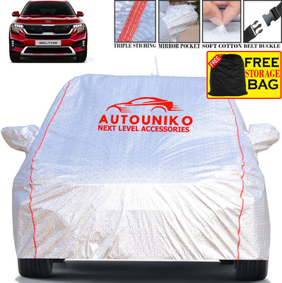 autouniko Car Cover For Kia SELTOS, Seltos GTK 1.4 Dual Tone, Seltos GTX Petrol, Seltos HTX G Petrol (With Mirror Pockets)(Silver)