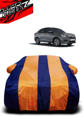 J S R Car Cover For Honda Amaze VX CVT i-VTEC (With Mirror Pockets)(Orange, Blue)