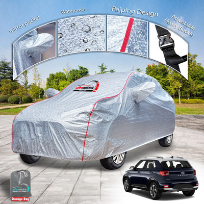 AUTOCOZEN Car Cover For Hyundai Venue (With Mirror Pockets)(Silver)