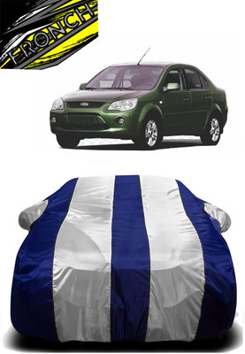 FRONCH Car Cover For Ford Fiesta LX (With Mirror Pockets)(White, Blue)