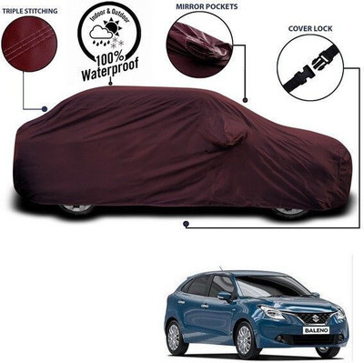 ANTHUB Car Cover For Maruti Suzuki Baleno (With Mirror Pockets)(Maroon)