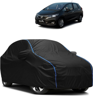 WSK Car Cover For Honda Jazz (With Mirror Pockets)(Black, Blue)