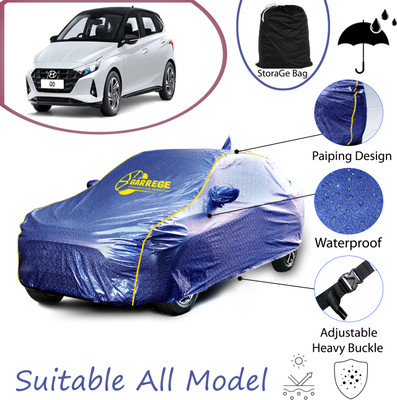 GARREGE Car Cover For Hyundai Elite i20 2020 (With Mirror Pockets)(Blue, For 2023, 2024 Models)