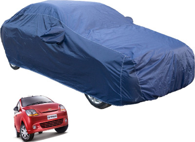 Auto Hub Car Cover For Chevrolet Spark (With Mirror Pockets)(Blue)