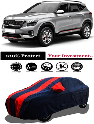 Amexride Car Cover For Kia Seltos HTK Plus AT D Diesel (With Mirror Pockets)(Red)