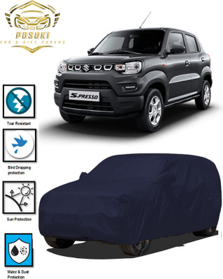POSUKI Car Cover For Maruti Suzuki S-Presso (With Mirror Pockets)(Blue)