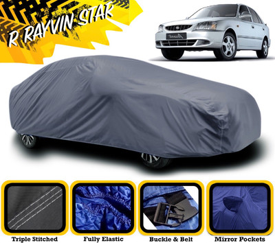 R Rayvin Star Car Cover For Hyundai Accent (With Mirror Pockets)(Grey)