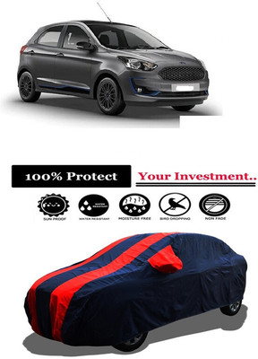 Amexride Car Cover For Ford Figo Titanium Blu Petrol (With Mirror Pockets)(Red)