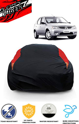 J S R Car Cover For Mahindra Logan 1.5 DCI DLE (With Mirror Pockets)(Red, Black)
