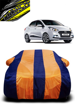 FRONCH Car Cover For Hyundai Xcent (With Mirror Pockets)(Orange, Blue)