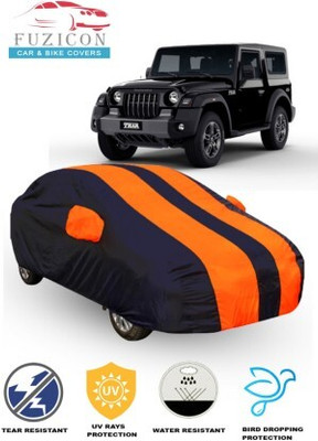FUZICON Car Cover For Mahindra Thar (With Mirror Pockets)(Orange, Blue)