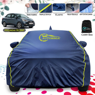 AUTOBIRSA Car Cover For Hyundai Xcent (With Mirror Pockets)(Blue)