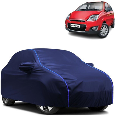 Autohaux Car Cover For Chevrolet Spark (With Mirror Pockets)(Blue)