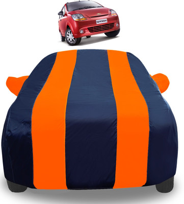 Auto Hub Car Cover For Chevrolet Spark (With Mirror Pockets)(Orange)