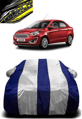 FRONCH Car Cover For Ford Figo Aspire 1.2 Ti-VCT Titanium Plus (With Mirror Pockets)(White, Blue)