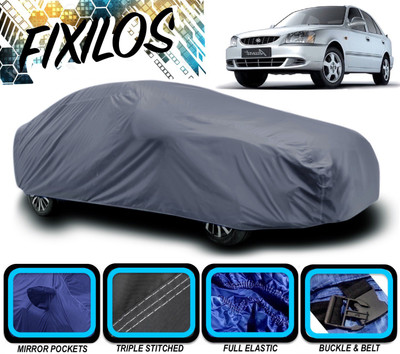 FIXILOS Car Cover For Hyundai Accent (With Mirror Pockets)(Grey)