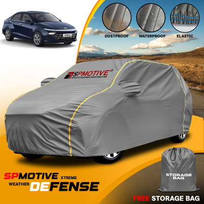 SPMOTIVE Car Cover For Hyundai Verna (With Mirror Pockets)(Grey)