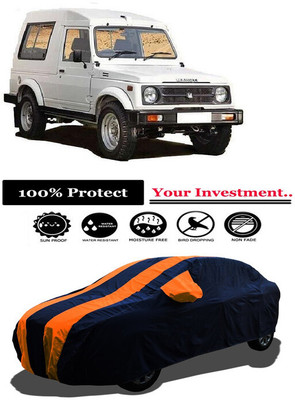 Amexride Car Cover For Maruti Suzuki Gypsy King (With Mirror Pockets)(Orange)