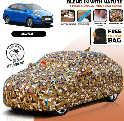 AUTOMOZEXO Car Cover For Hyundai Aura (With Mirror Pockets)(Multicolor)