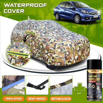 Whipone Car Cover For Honda Amaze (With Mirror Pockets)(Green, For 2013, 2014, 2015, 2016, 2017 Models)