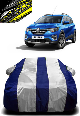 FRONCH Car Cover For Renault Triber RXZ (With Mirror Pockets)(White, Blue)
