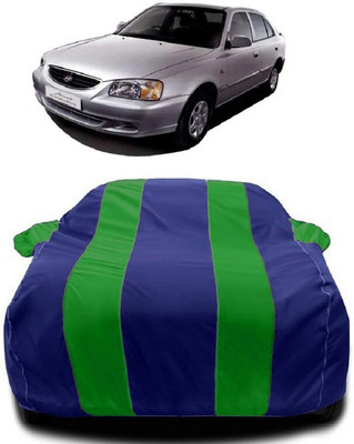 Autoprime Car Cover For Hyundai Accent GLX (With Mirror Pockets)(Green, Blue)