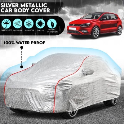 AutoTen Car Cover For Volkswagen Polo (With Mirror Pockets)(Silver, Red)