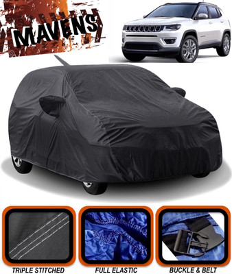 MAVENS Car Cover For Jeep Compass (With Mirror Pockets)(Black)