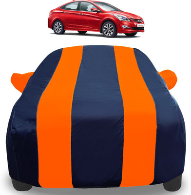 Auto Hub Car Cover For Hyundai Fluidic Verna (With Mirror Pockets)(Orange)