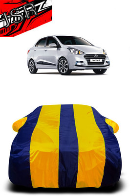 J S R Car Cover For Hyundai Xcent (With Mirror Pockets)(Yellow, Blue)