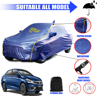 AUTOBIRSA Car Cover For Maruti Suzuki Ciaz (With Mirror Pockets)(Blue)