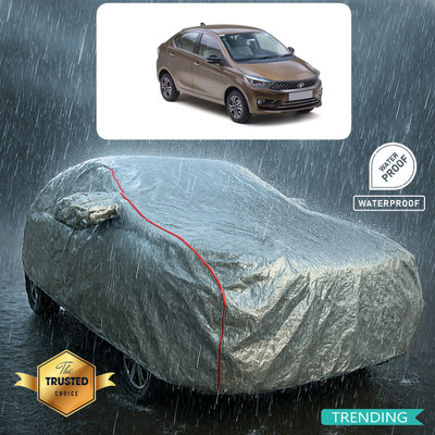 PAGORA Car Cover For Tata Tigor (With Mirror Pockets)(Silver, Red)