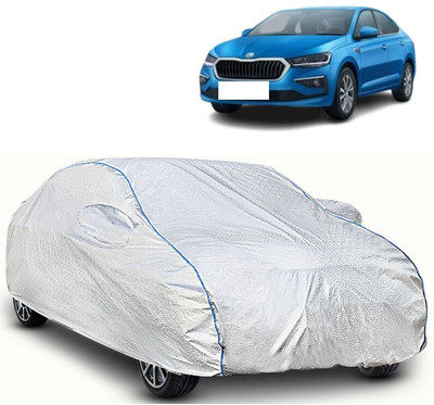 WSK Car Cover For Kia Universal For Car (With Mirror Pockets)(Silver, Blue)