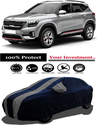Amexride Car Cover For Kia Seltos HTK Plus AT D Diesel (With Mirror Pockets)(Grey)