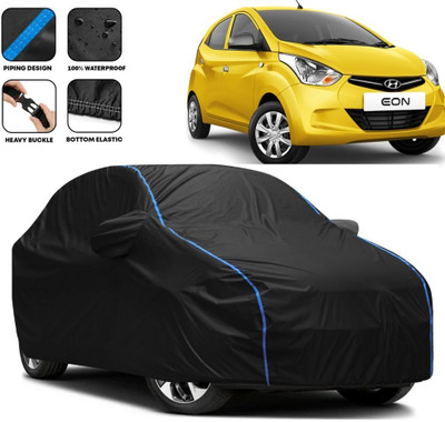 Autohaux Car Cover For Hyundai Eon (With Mirror Pockets)(Black, Blue)