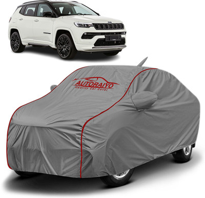 AUTORAIYO Car Cover For Jeep Compass (With Mirror Pockets)(Grey, Red)