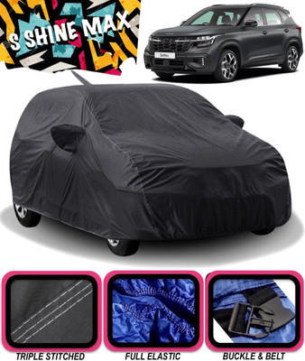 S Shine Max Car Cover For Kia SELTOS (With Mirror Pockets)(Black)