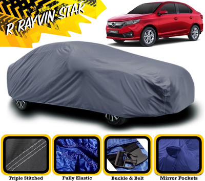 R Rayvin Star Car Cover For Honda Amaze E i-DTEC (With Mirror Pockets)(Grey)