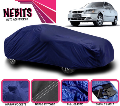 NEBITS Car Cover For Hyundai Accent (With Mirror Pockets)(Blue)