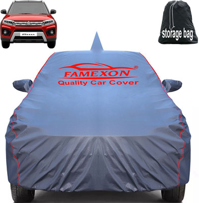 FAMEXON Car Cover For Maruti Suzuki Vitara Brezza (With Mirror Pockets)(Grey, For 2022, 2023, 2024, 2025 Models)